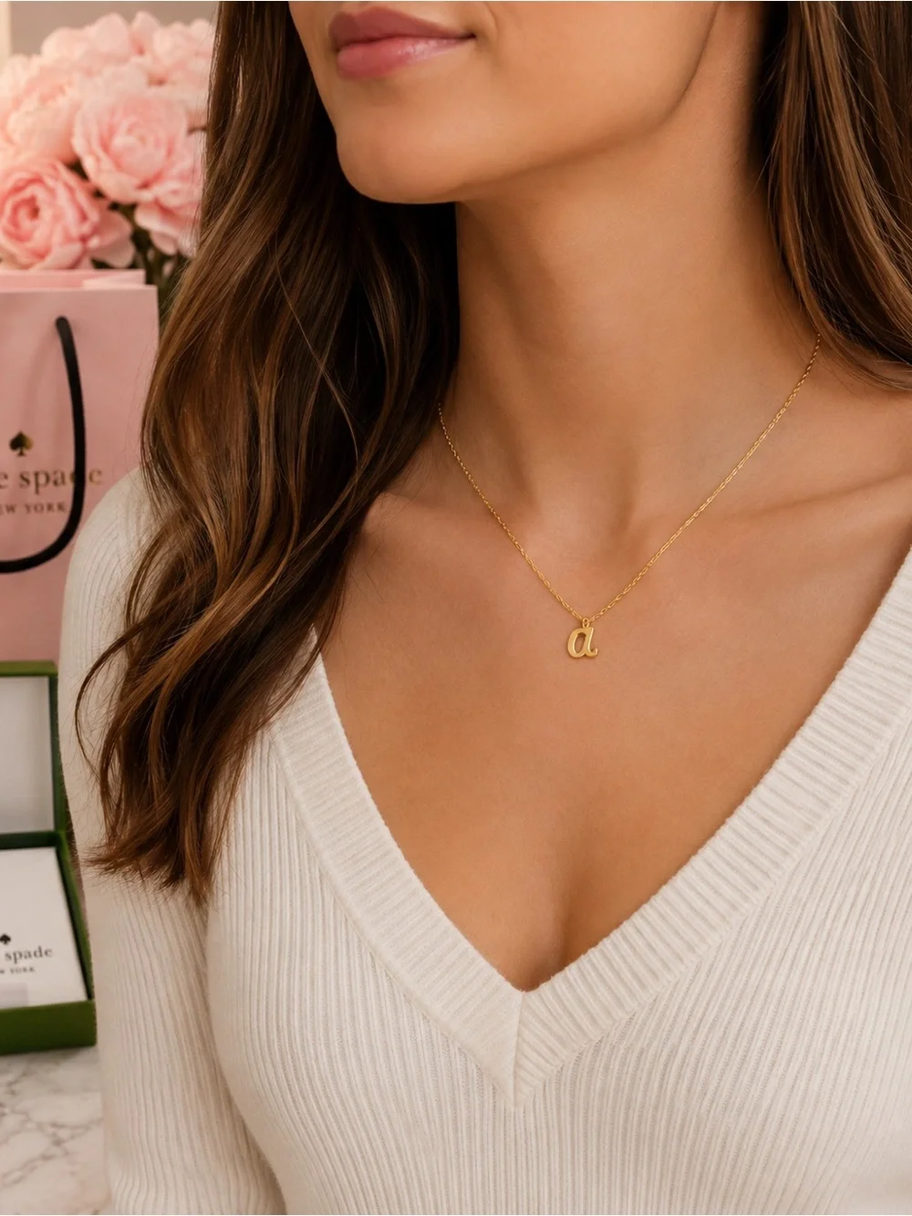💚 Kate Spade New York “a” Initial Necklace – Gold